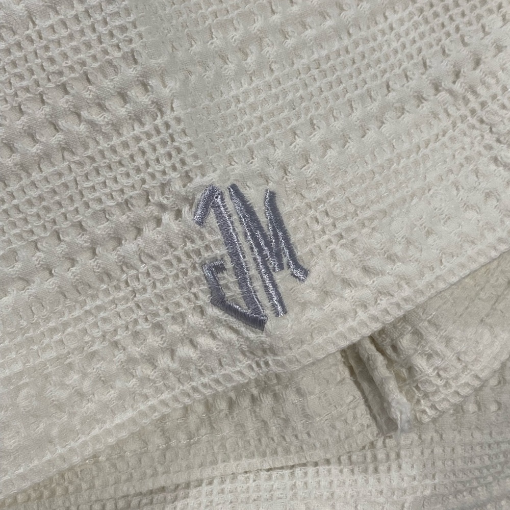 Premium Robe Collection One Size White Waffle Quick Drying monogrammed JM - Picture 5 of 6